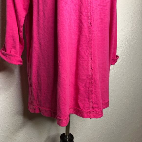 Soft Surroundings bright pink keyhole back v neck top size Petite Extra Large XL - Picture 3 of 13